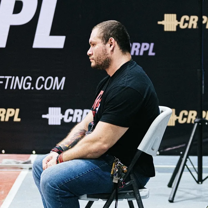 Douglas Lutz beside the platform at a CRPL meet